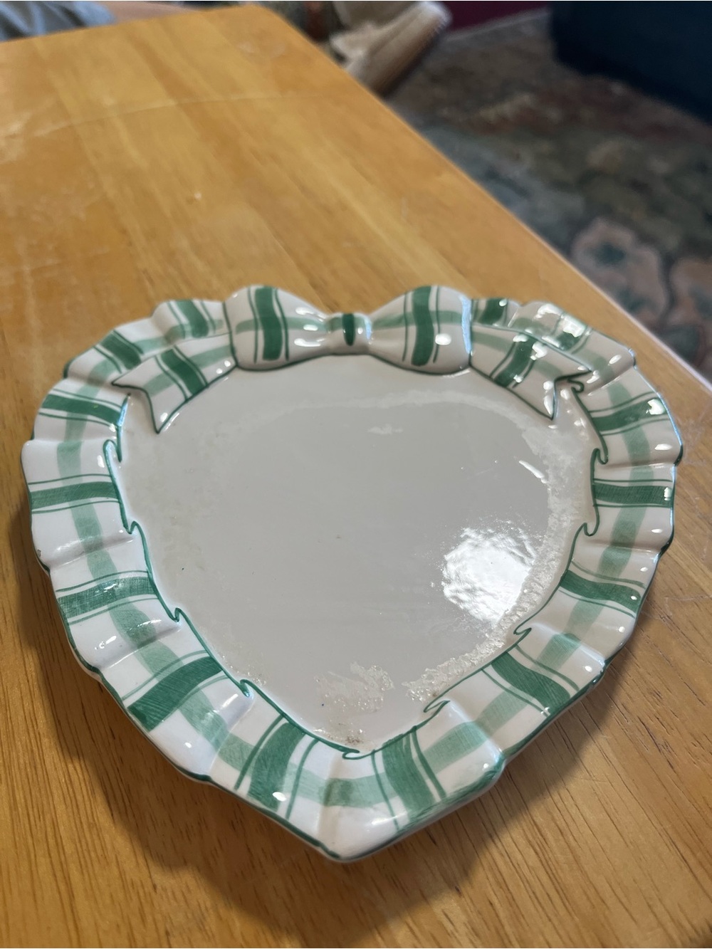 C&S Green Striped Heart Creamer and Saucer Set - Home Dining - Picture 4 of 5